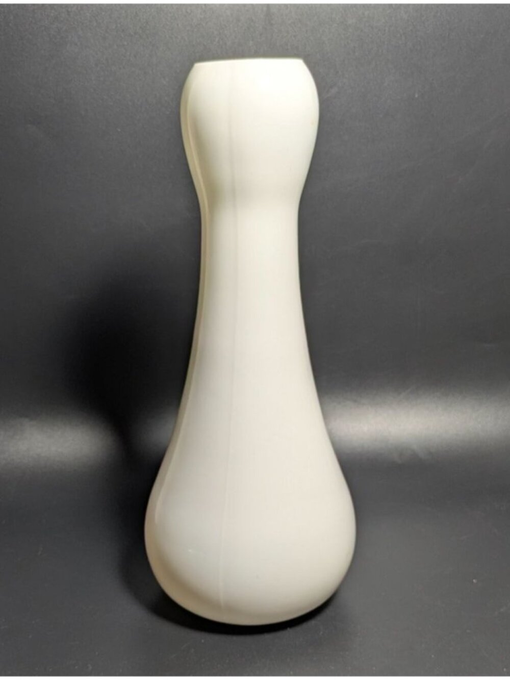 White Glass Vase Curved Mid-Century Modern Style Decorative Home Accent Vintage